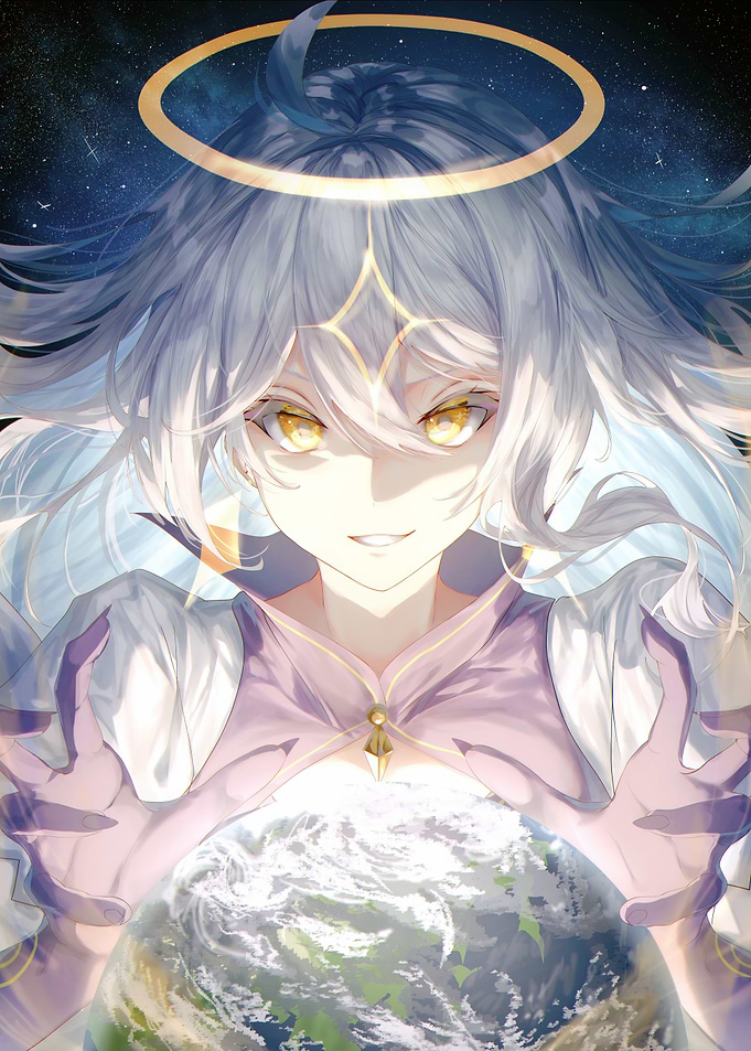 Anime Angel Holding the Earth