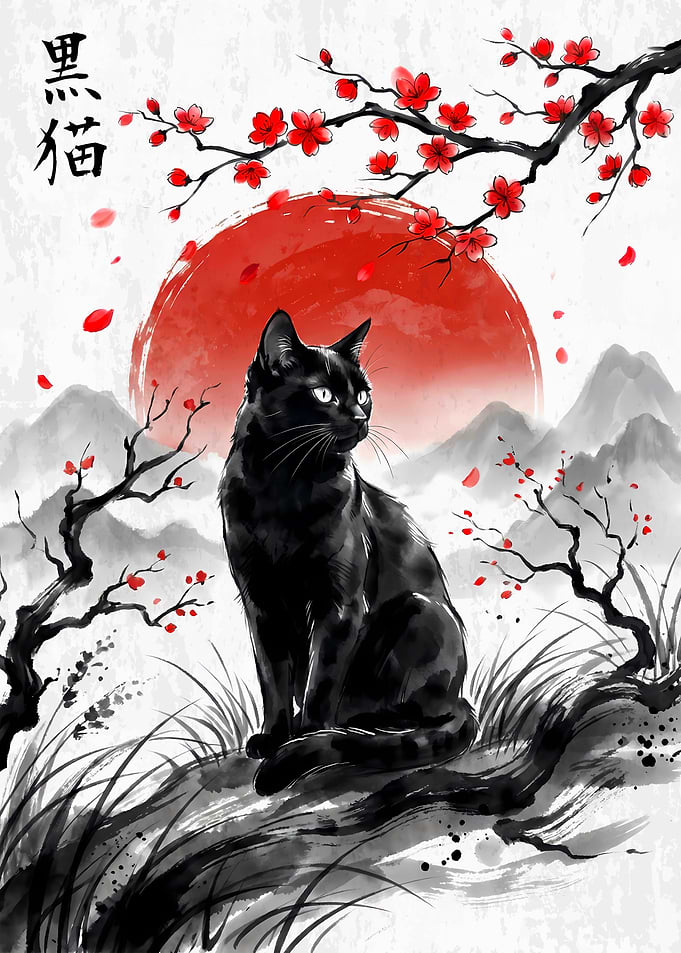 Black Cat Japanese Art