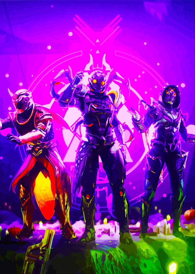 Futuristic Warriors in a Neon Landscape