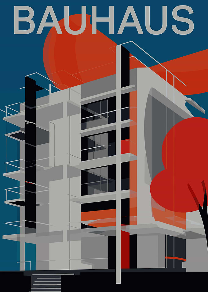 Bauhaus Architecture Illustration