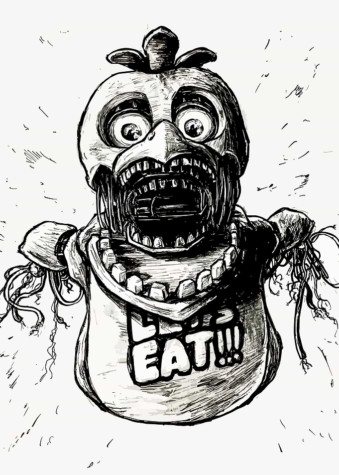 Withered Chica Ink Drawing