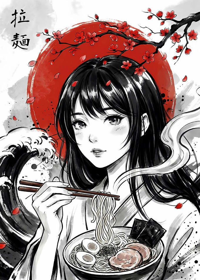 Anime Girl Eating Ramen