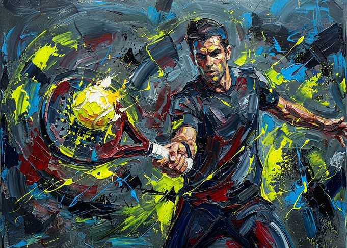 Padel Player Abstract Painting