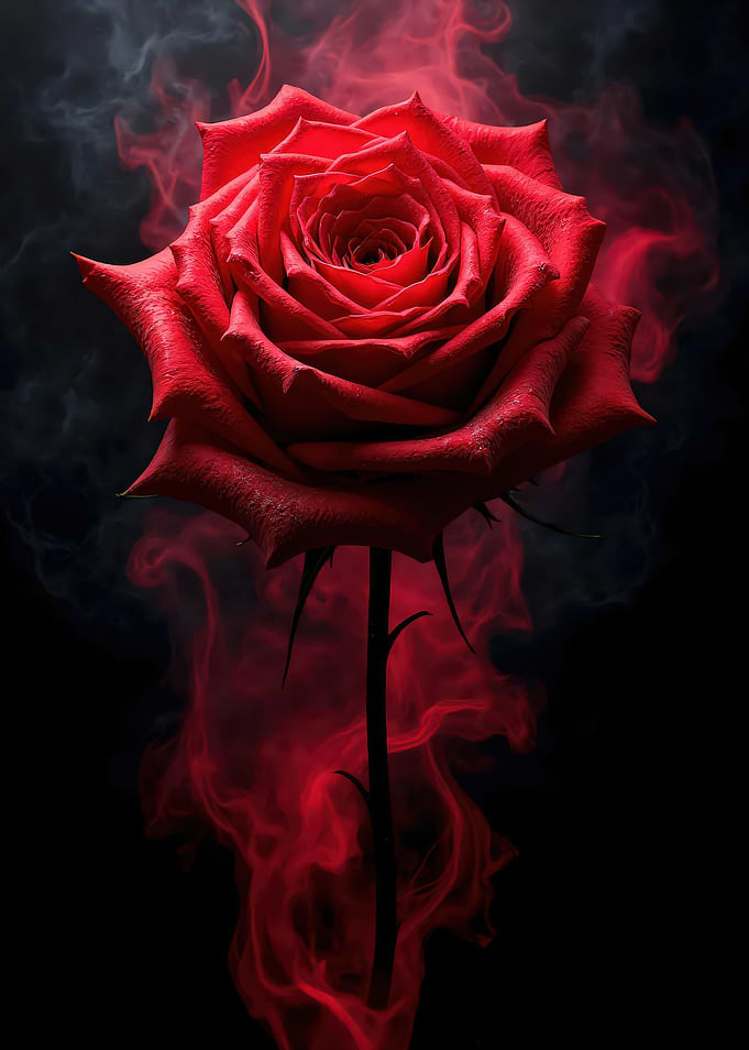 Red Rose with Smoke