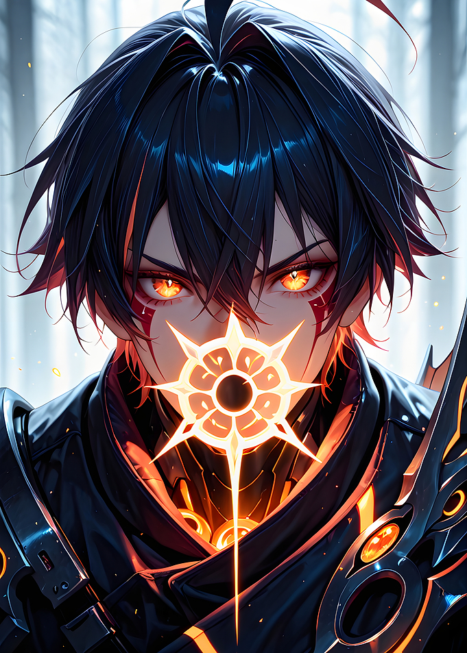 Anime Warrior with Glowing Eyes