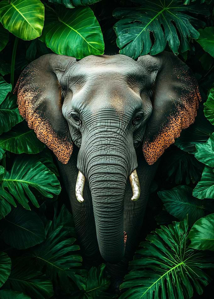 Elephant in Lush Green Jungle