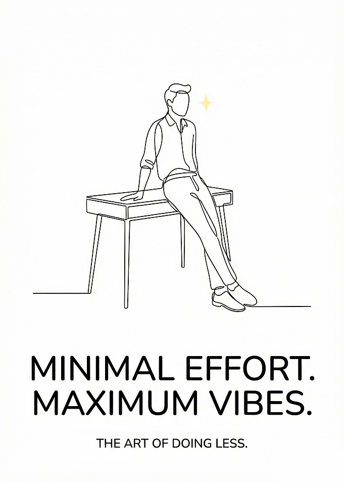 Minimal Effort, Maximum Vibes Line Art