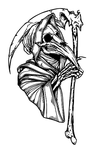 Grim Reaper Black and White Illustration