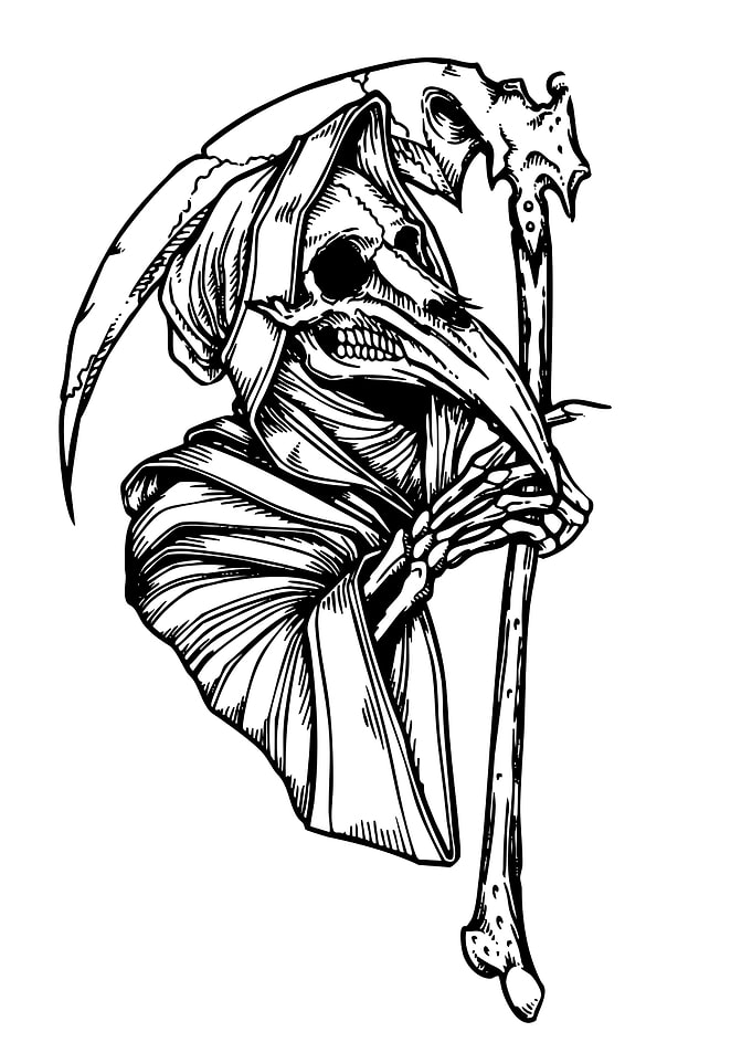 Grim Reaper Black and White Illustration