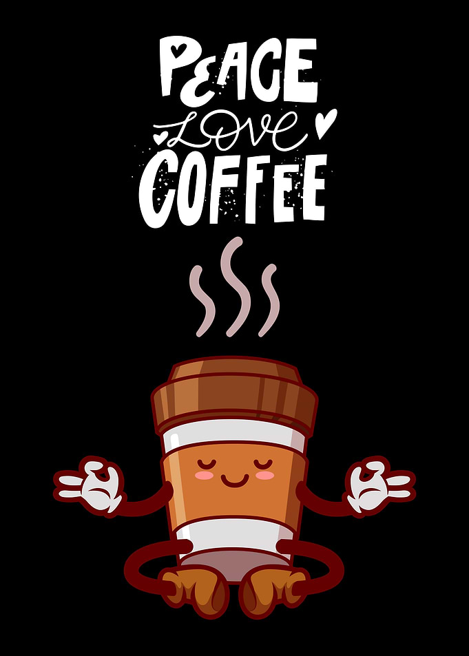 Peace Love Coffee Cartoon