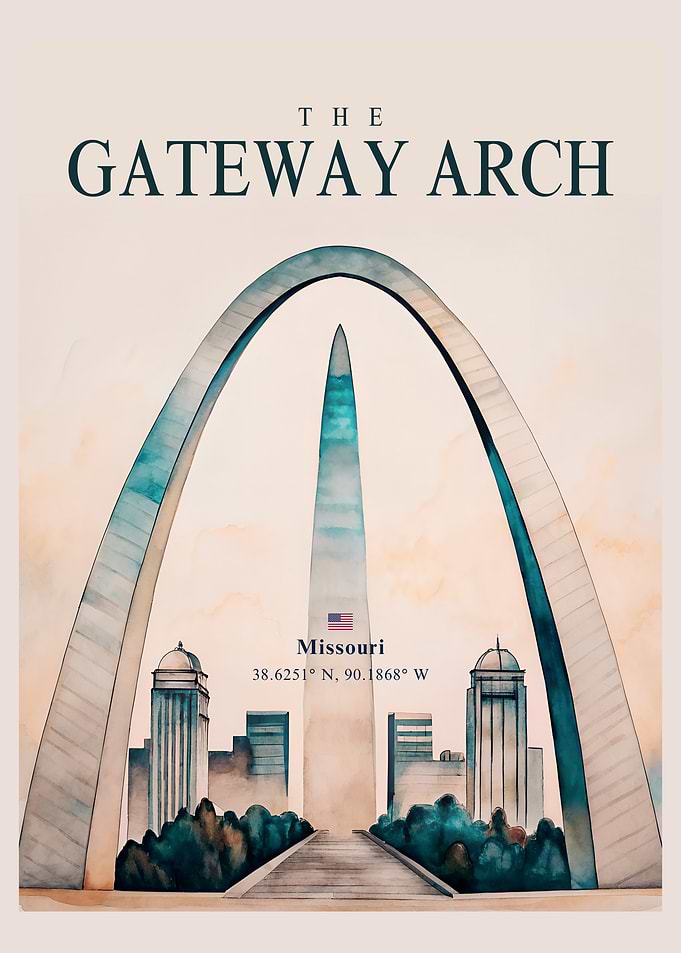 The Gateway Arch Watercolor Illustration
