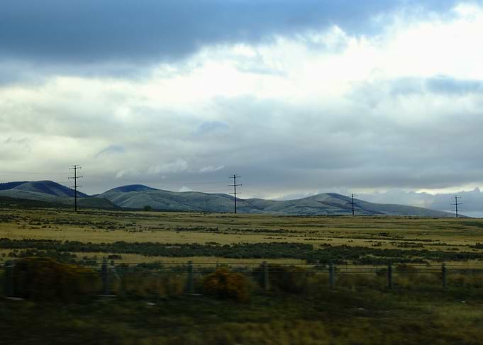 Overcast South- Idaho Landscape with Power Lines