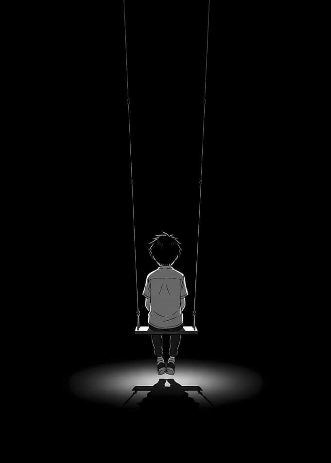 Boy on Swing in the Dark