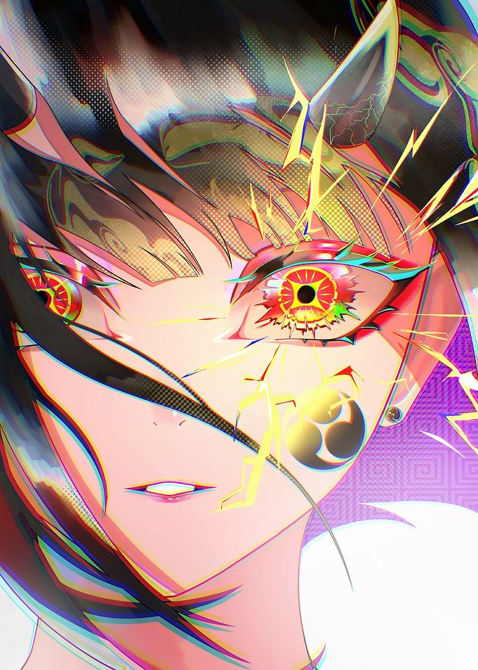 Anime Character Close-Up with Lightning