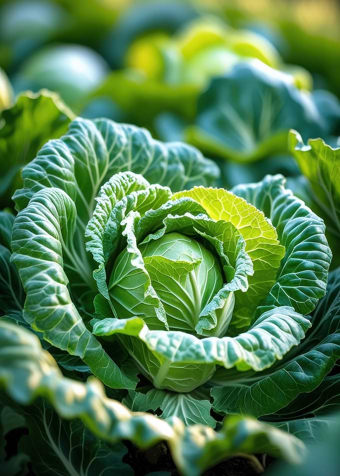 Fresh Green Cabbage Close-Up