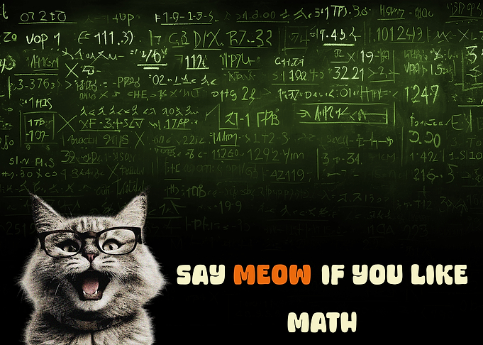 Cat with Glasses Loves Math