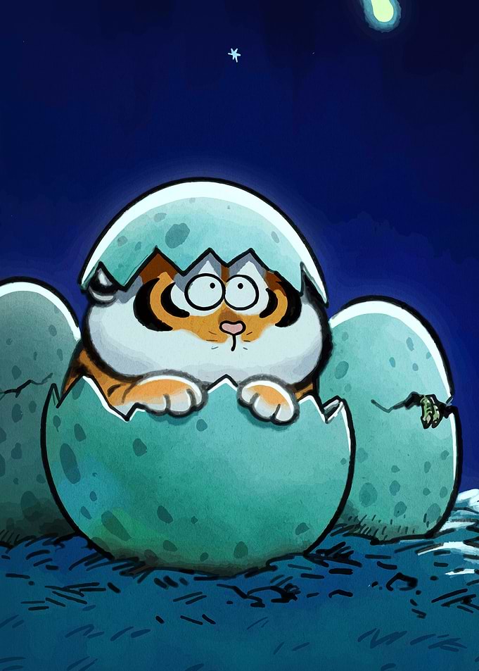 Cartoon Tiger Hatching from Egg
