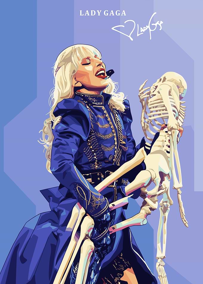 Lady Gaga with Skeleton Digital Art