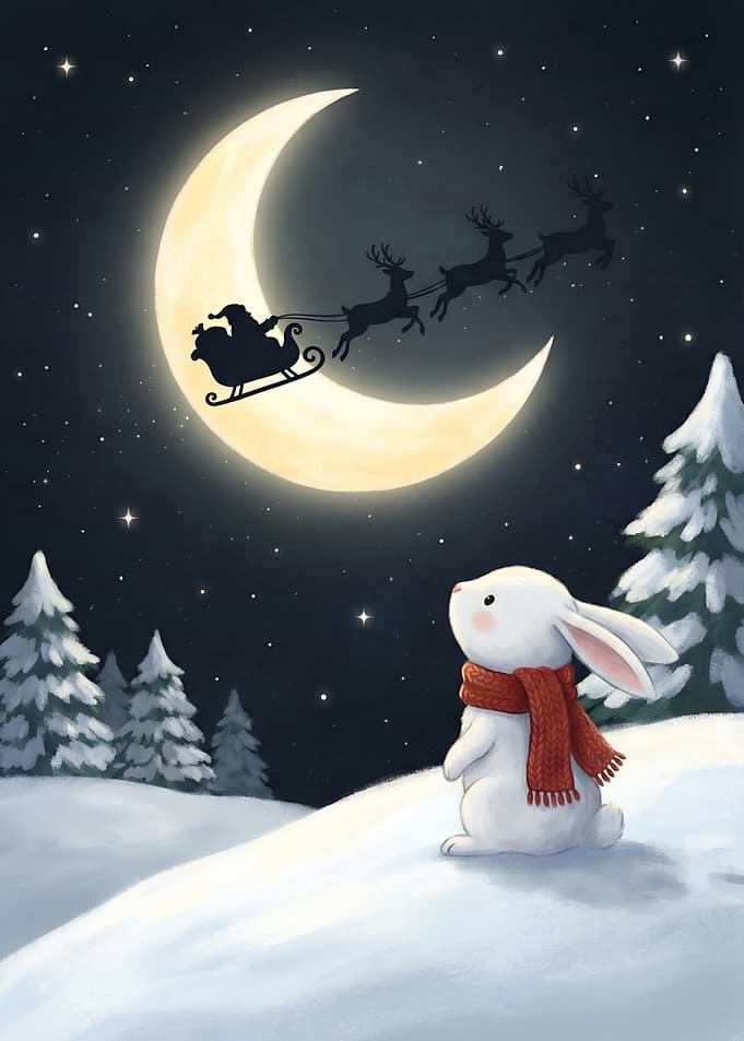 Christmas Eve Rabbit and Santa
