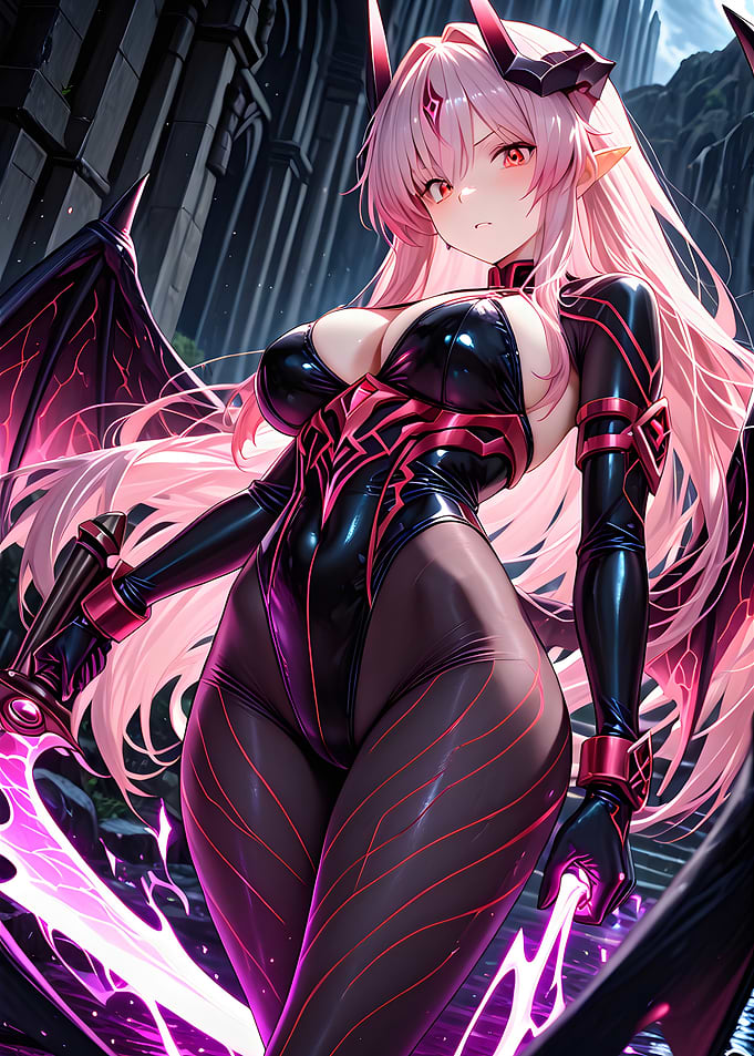 Anime Demon Girl with Sword