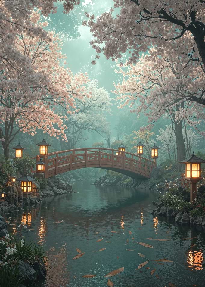 Garden Bridge and Lanterns