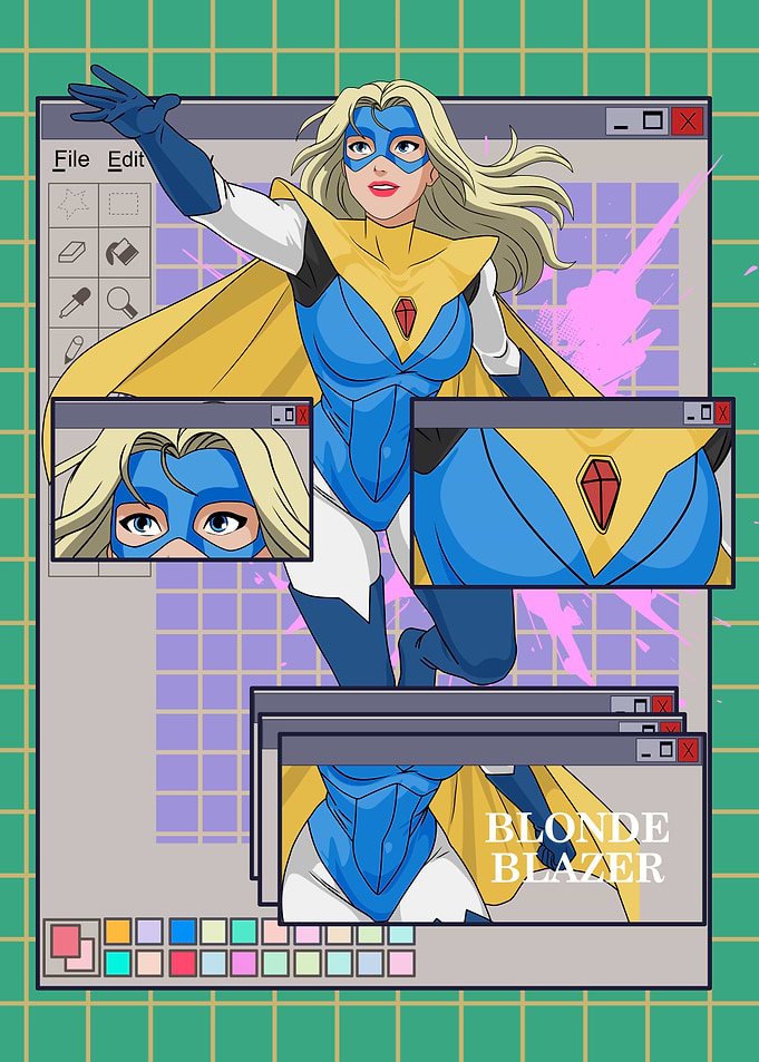 Blonde Blazer Superhero Digital Art