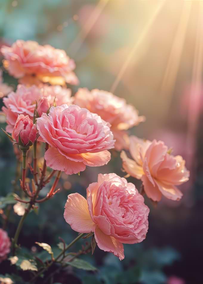 Pink Roses in Sunlight
