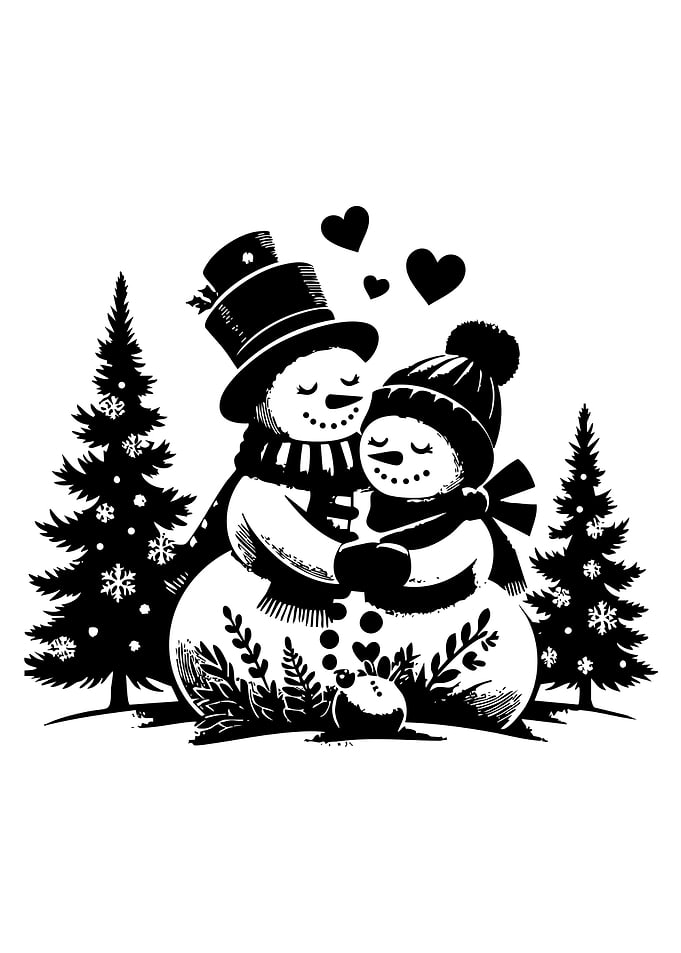 Snowman Couple in Love