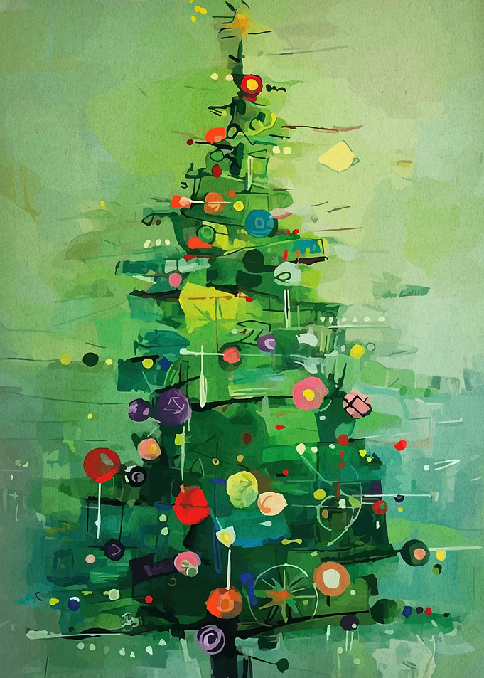 Abstract Christmas Tree Painting