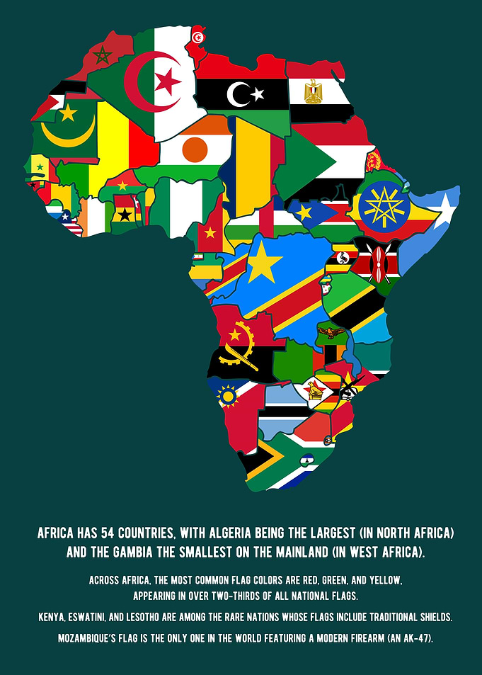 Africa Map with National Flags