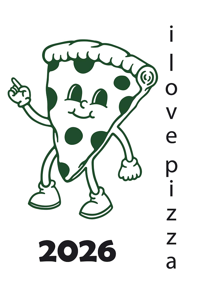 Cartoon Pizza Slice with 'I love pizza'