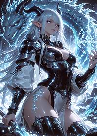 Frost Girl with Dragon and Sword