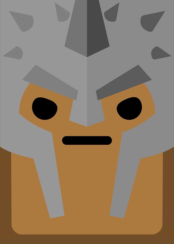 Stylized Warrior Face with Helmet