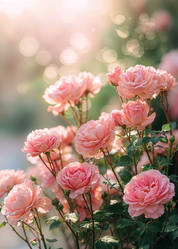 Pink Roses in Bloom