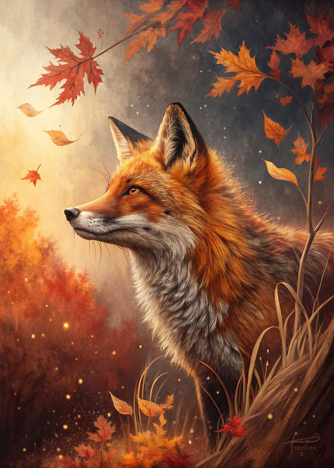 Fox in Autumnal Landscape