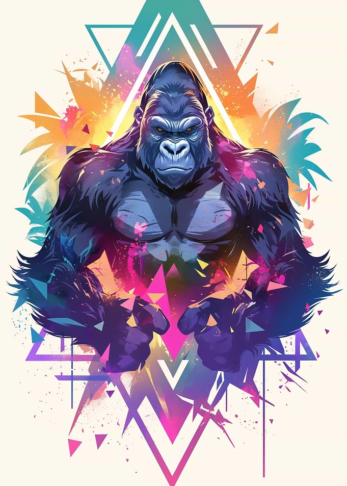 Colorful Gorilla Geometric Art