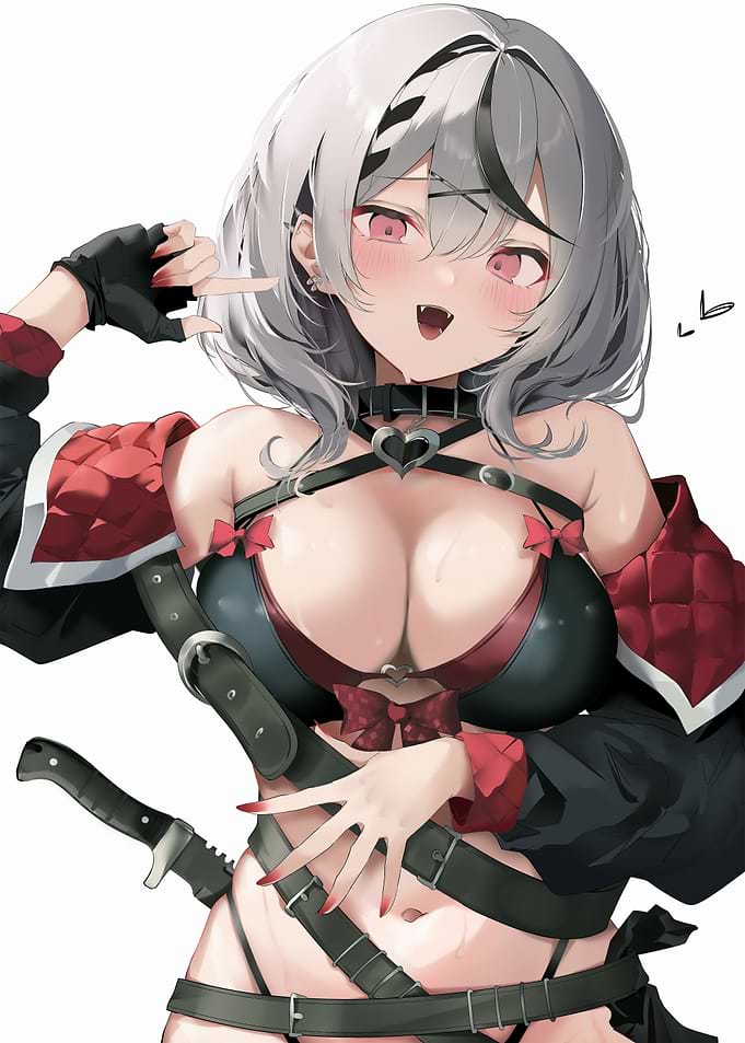 Anime Girl with Sword and Fangs