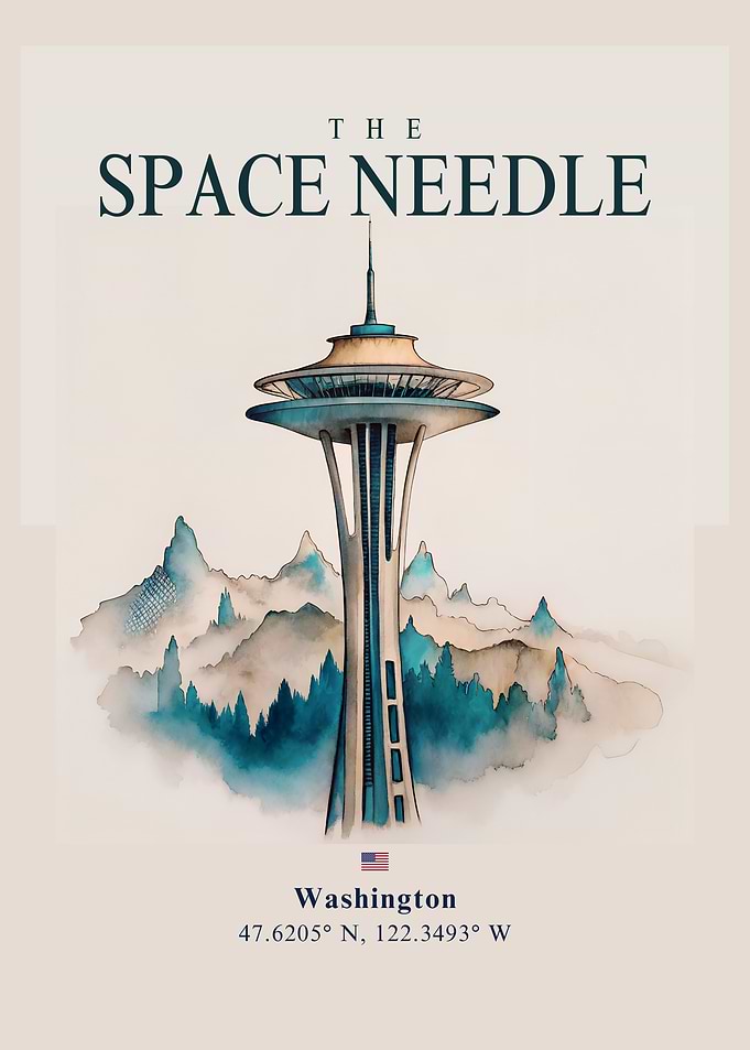 The Space Needle Watercolor Art
