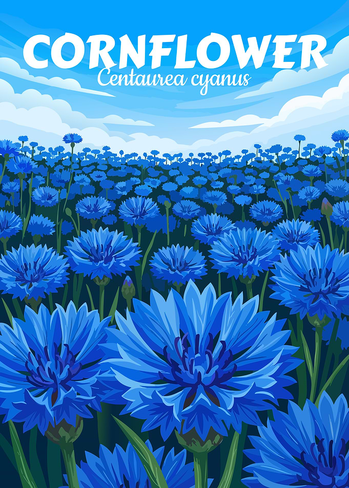 Cornflower Field Illustration