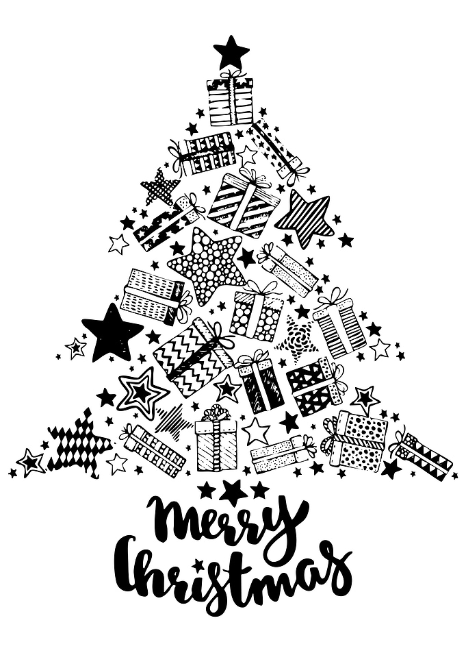 Christmas Tree Made of Gifts and Stars