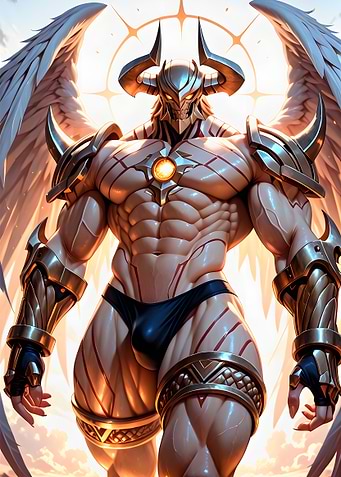 Winged Warrior with Horned Helmet