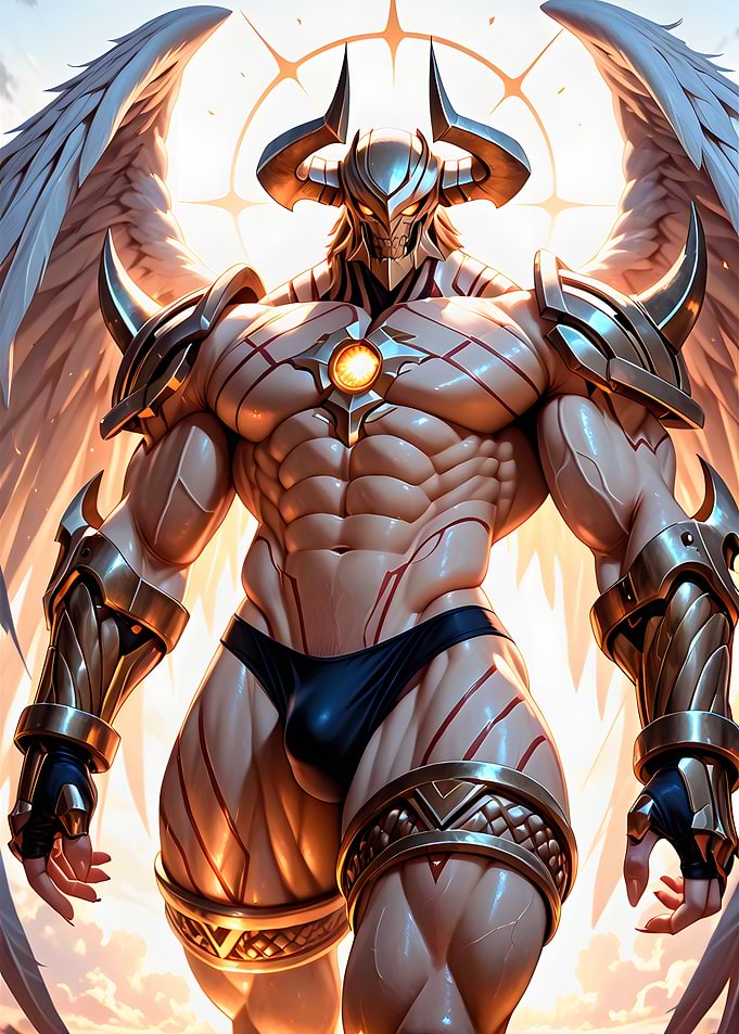 Winged Warrior with Horned Helmet