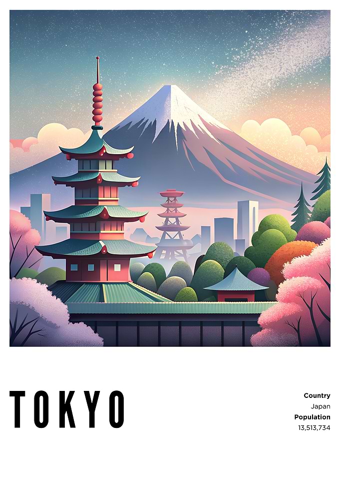 Tokyo cityscape with Mount Fuji