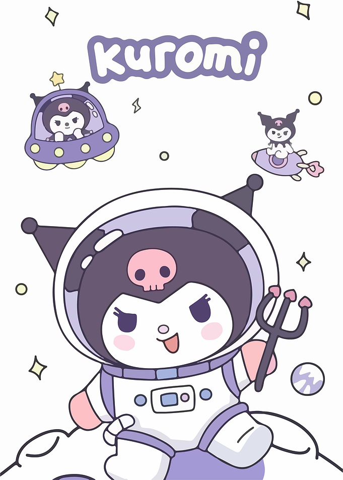 Kuromi in Space Cartoon Illustration