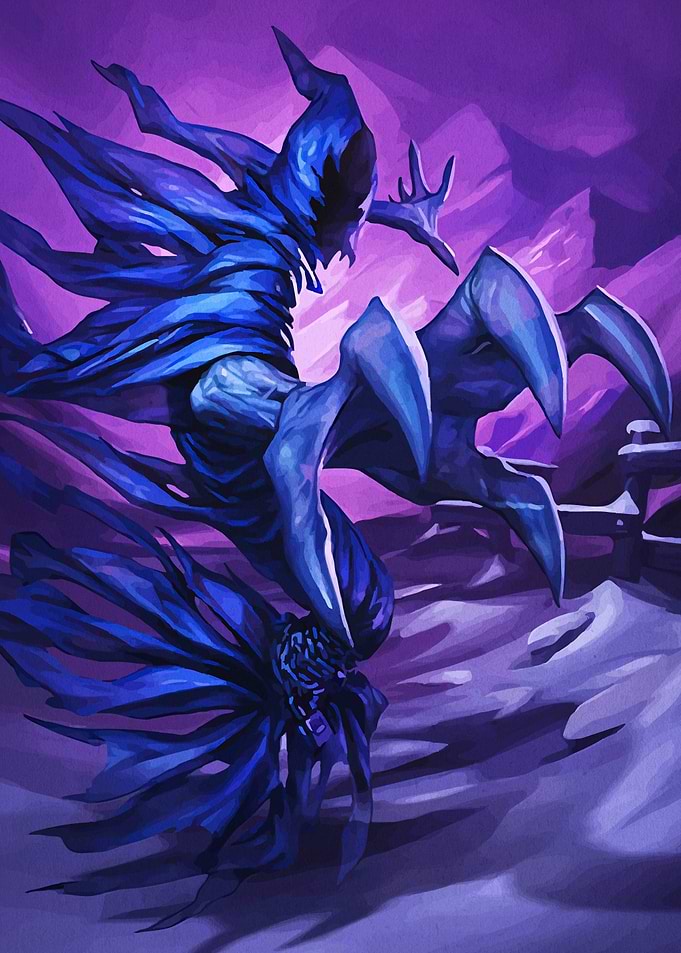Blue Spectral Figure Snowy Landscape