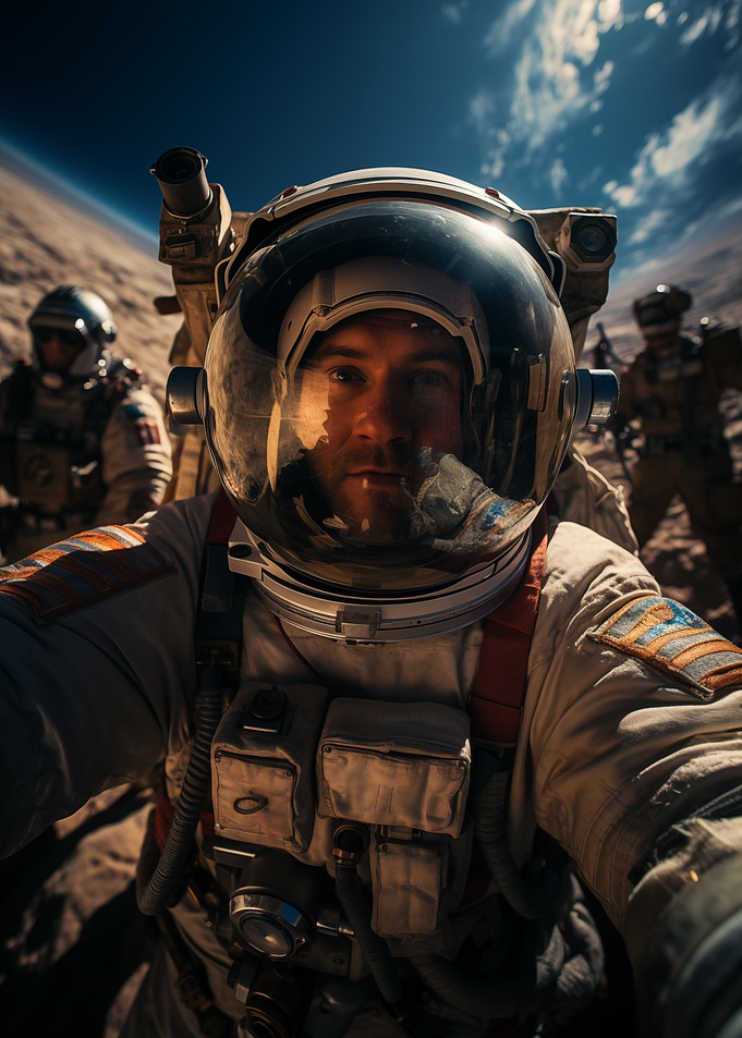 Astronaut selfie in space