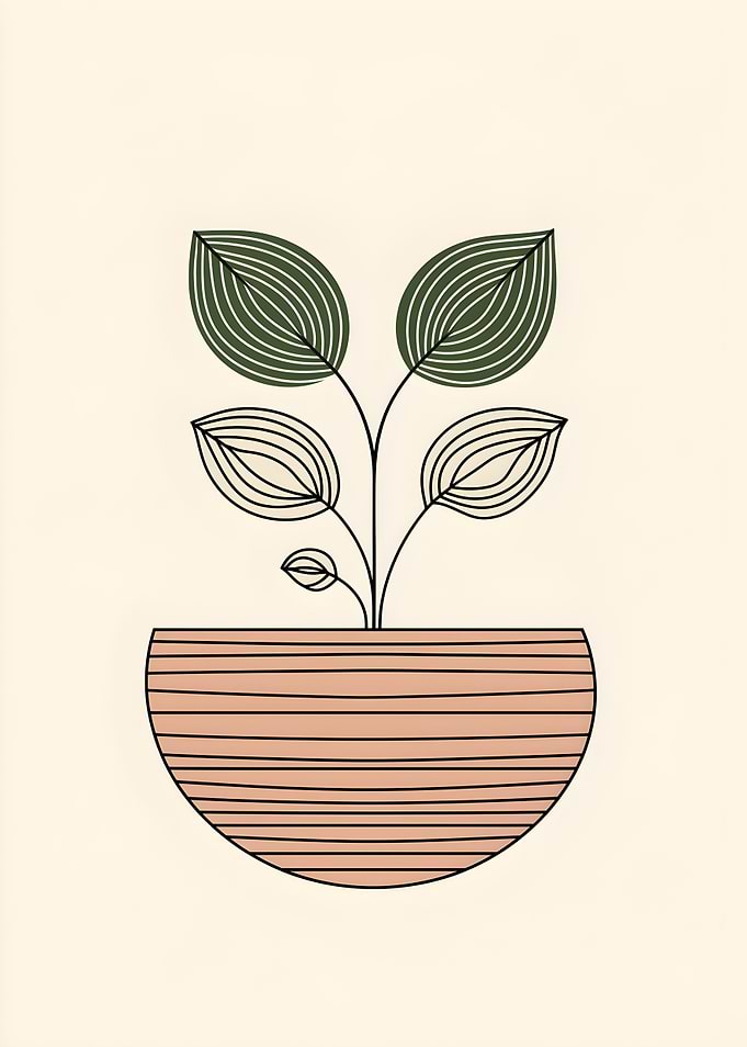 Minimalist Potted Plant Illustration