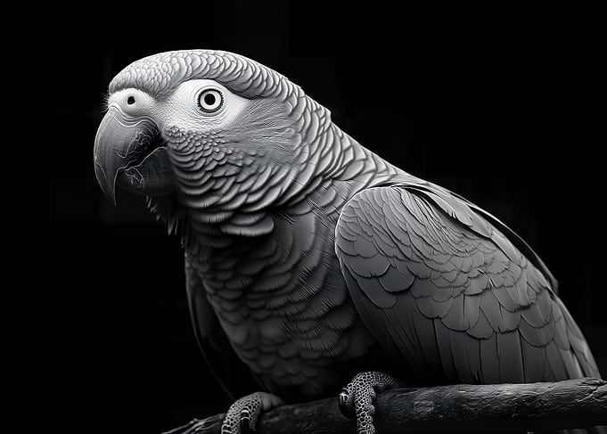 Monochrome Parrot Portrait