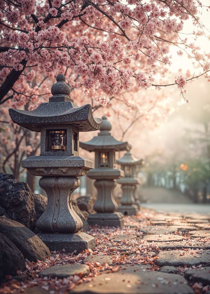 Garden with Cherry Blossoms