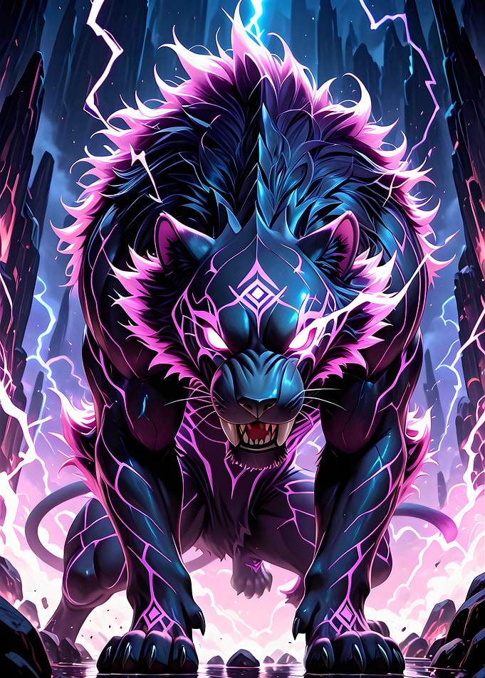 Cyberpunk Panther with Lightning